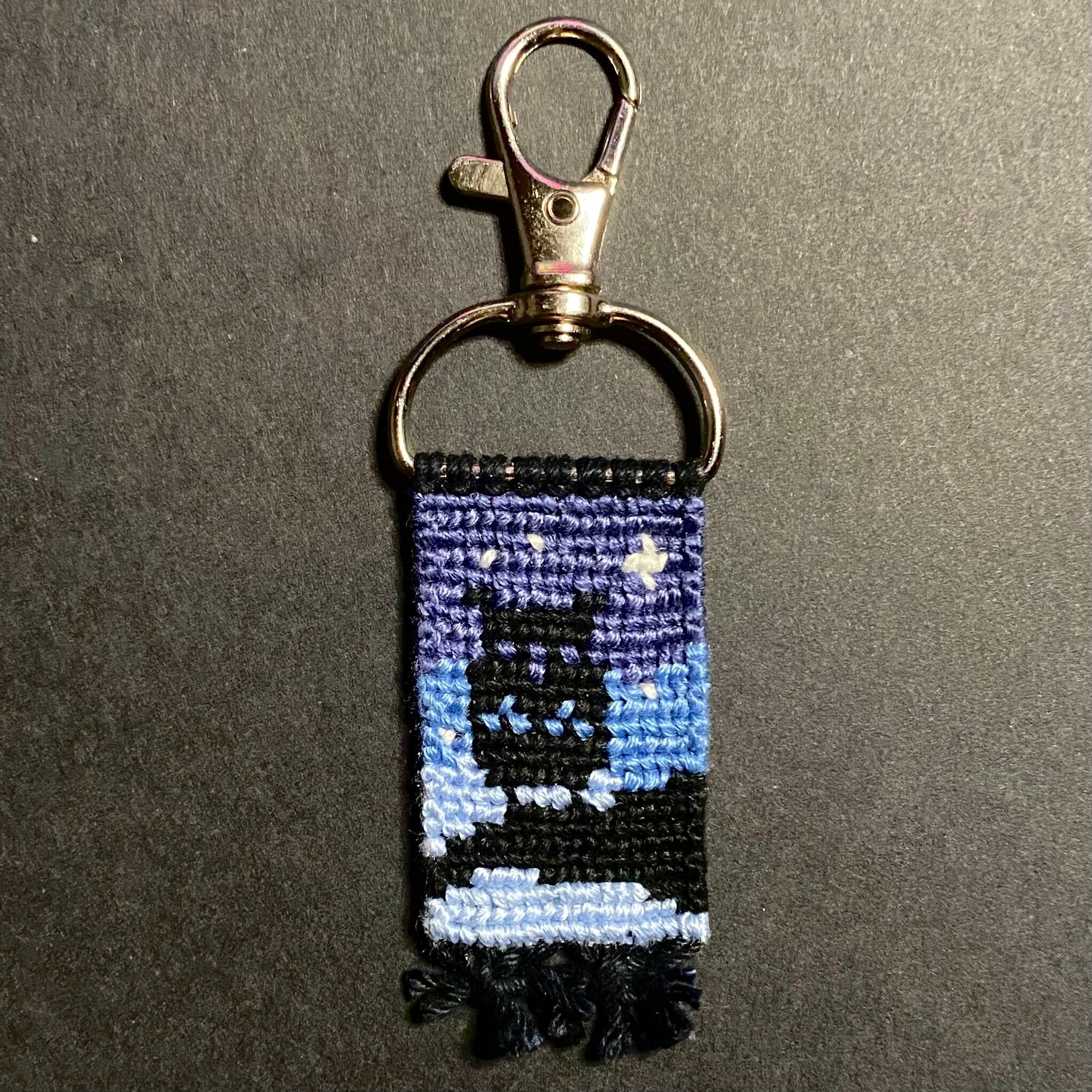 Night Sky Owl Handwoven Keychain