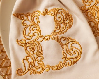 Machine Embroidery Monogram (Letter 'B'), Personalized Christmas Napkins, Personalized Holiday Gift, Wedding Napkin Font