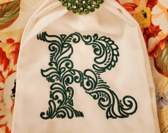 Machine Embroidery Monogram (Letter 'R'), Personalized Christmas Napkins, Personalized Holiday Gift, Wedding Napkin Font