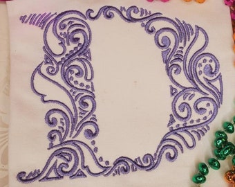 Elegant Monogram Font (Letter 'D'), Machine Embroidery, Personalized Christmas Napkins, Personalized Holiday Gift, Wedding Napkin Font