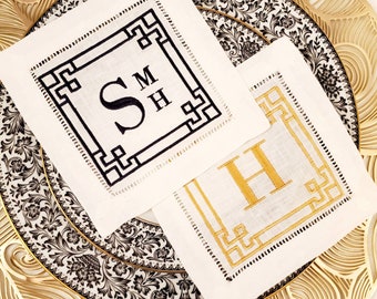 Handsome Embroidery Frame with Bonus Capital Letters, Monogram for Cocktail Linen, Wedding NapkinDesign, Father's Day, Bachelor Party
