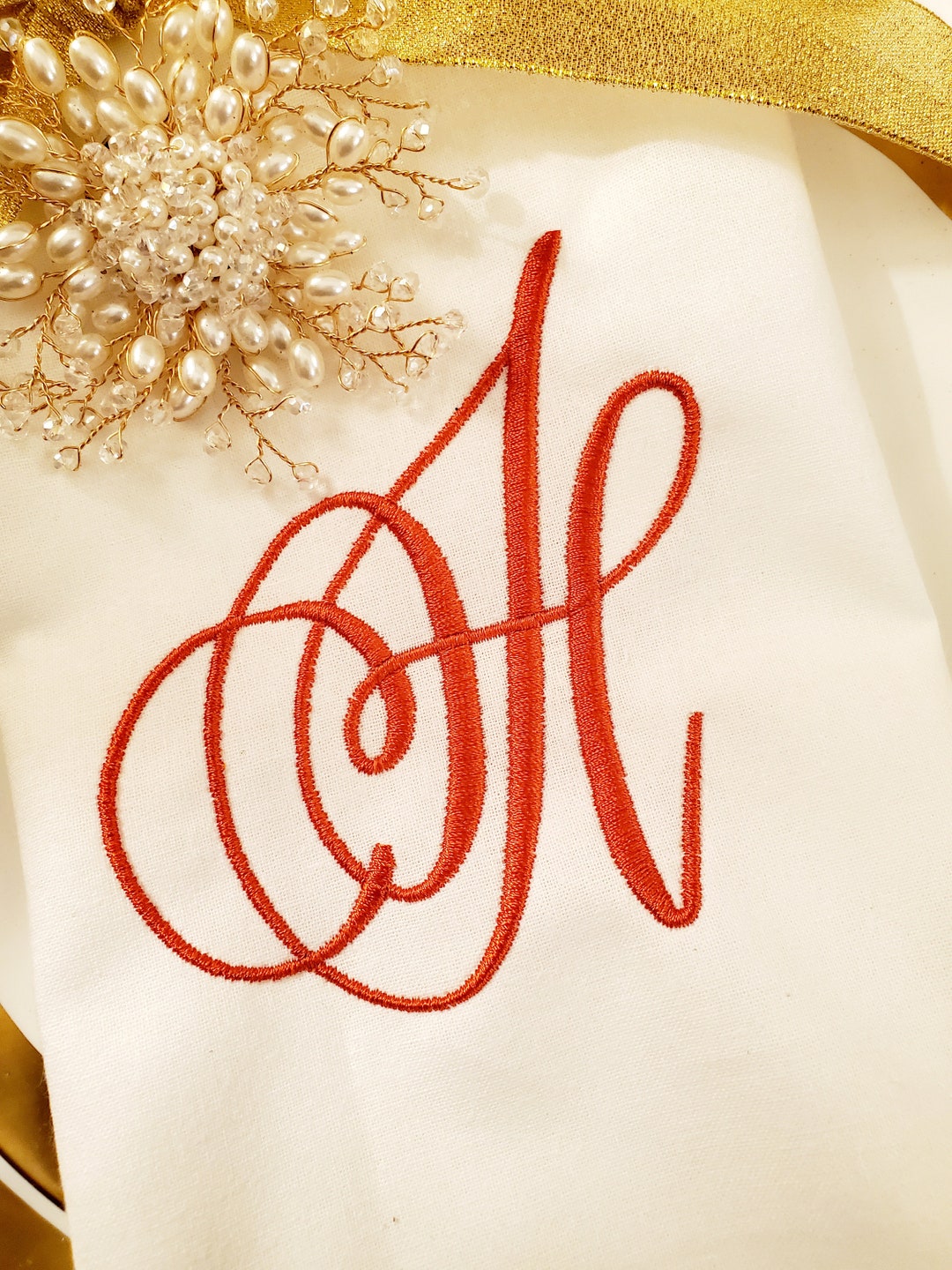 Monogram Embroidery Letter H Elegant Embroidery Design Etsy