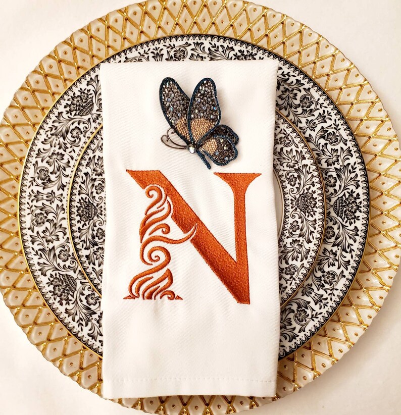 Machine Monogram Letter N Embroidered Monogram Letter N, Embroidery Font Design File, Machine ...