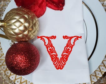 Elegant Monogram Font (Letter 'V'), Machine Embroidery, Wedding Napkin Font, Personalized Holiday Gift