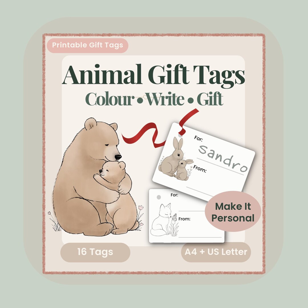 Printable Gift Tags for Kids | Colouring Gift Tags PDF | Woodland ...