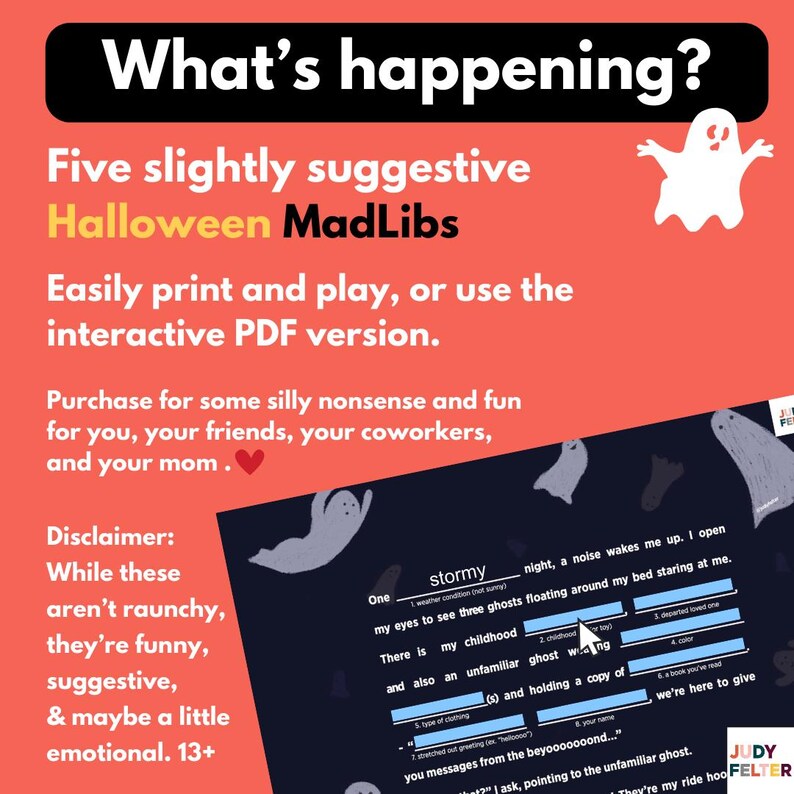 Slightly Suggestive Halloween Madlibs | Digital and Printable, Funny ...