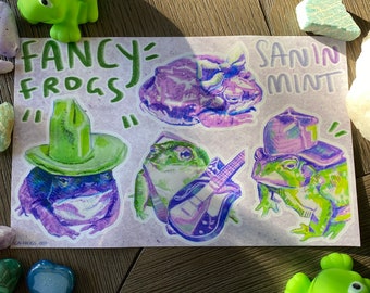 Fancy Frogs | sticker sheet - frog toad cowboy cute saninmint