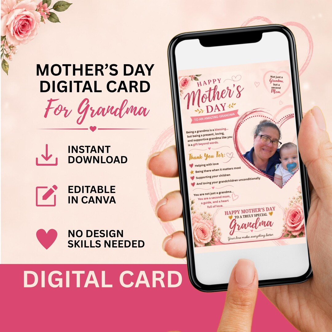 Editable Mother's Day Card Template – Digital Canva Invitation for ...