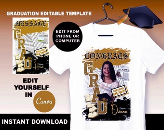 GRAD Class of 2023 CANVA Editable Design, Sublimation Designs Download, Digital, Class of 2023 Design, Graduation Design für T-Shirt