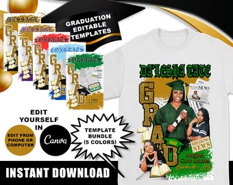 GRAD Klasse 2023/2024 CANVA Bearbeitbares Design, Sublimationsdesigns herunterladen, digital, Klasse 2023 Design, Abschlussdesign für T-Shirt