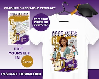 Class of 2026 Graduation T-Shirt Design, Canva Template (Digital Download)