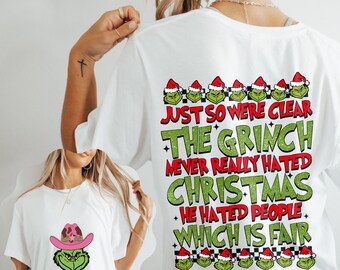 Camiseta de Natal do Grinch odeia pessoas, moletom engraçado para festas