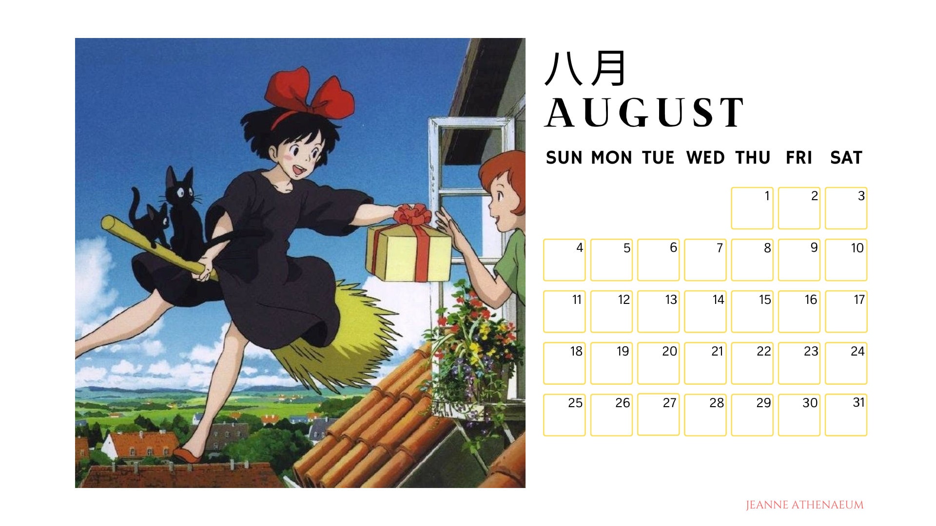 Studio Ghibli Kalender 2024 / Canva Template / Größe Etsy.de