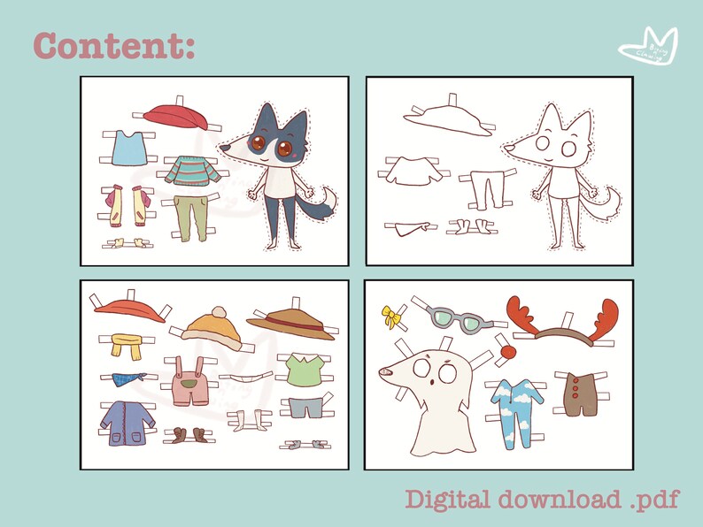 Paper Doll Dog Dress up Game Kid Activity Montessori Etsy