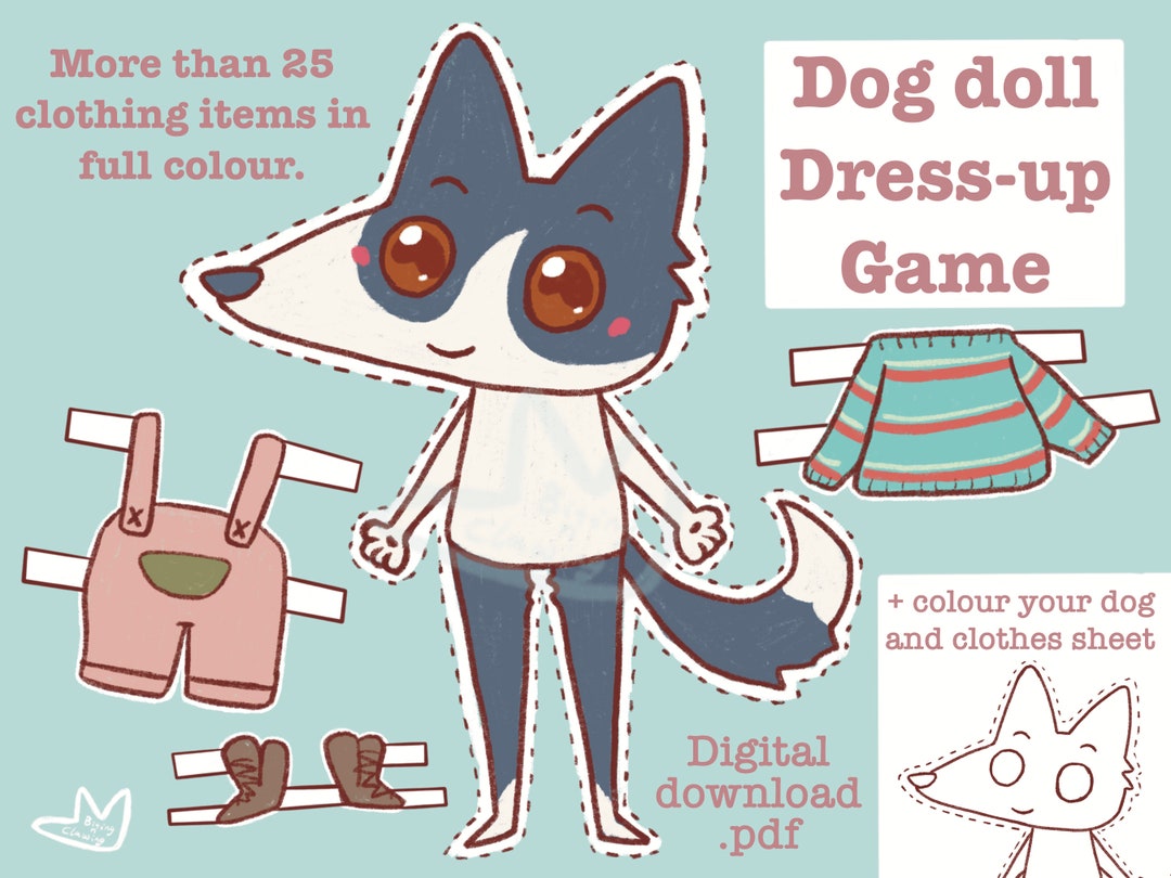Paper Doll Dog Dress up Game Kid Activity Montessori Etsy