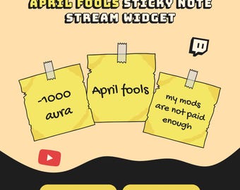 WIDGET Sticky Note / April fools for Twitch and YouTube | Compatible with OBS and Streamlabs