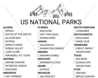 National Park Checklist Poster Printable (Instant Download) - Etsy