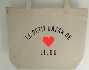 Sac fourre tout prénom personnalisable, zippé grande capacité le petit bazar de, sac fourre-tout femme ou enfant - sac fermeture éclair