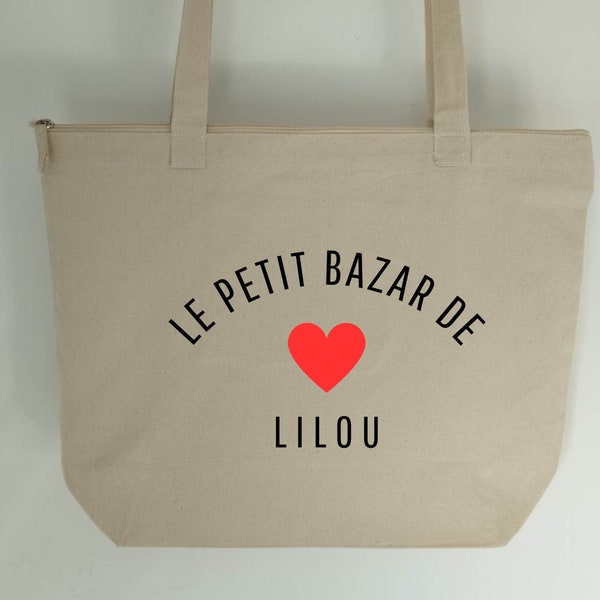 Sac fourre tout prénom personnalisable, zippé grande capacité le petit bazar de, sac fourre-tout femme ou enfant - sac fermeture éclair