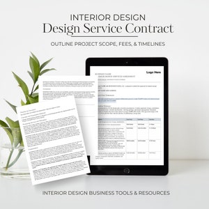Interior Designer Contract | Service Agreement | Proposal Template | Interior Design New Client Project