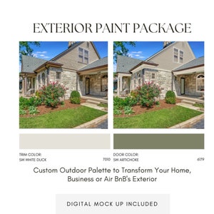 Exterior Design Paint Selection Package | Paint Palette for You Home's Exterior Walls, Doors, and Trim | Digital Mockup Provided