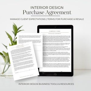 Interior Design Purchase Agreement| Terms of Sale for Interior Designers | Letter of Agreement and Interior Design Contract