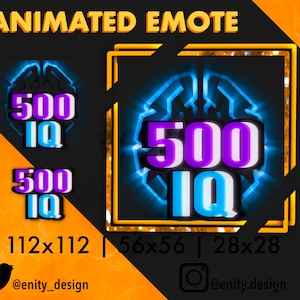 Animated Emote 500 IQ | Streamer Emoji GIF | Funny Text Emote | Twitch Emotes | Instant Download