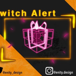 Avviso di Twitch Sub dotato di regalo al neon / Avviso di contrazione animato rosa / Avviso di contrazione al neon carino / Bagliore / Avviso di streaming Rosa Download istantaneo