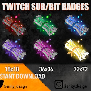 Twitch Subscriber Badges Magic Scroll | Spell streamer badges | Twich SUB/Bit Badges | Anime Twitch badges | Neon | glow | Instant download