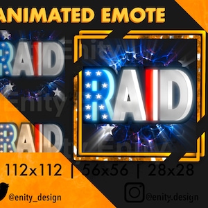 Twitch Emote USA RAID | Animated + Static Emote | from 112x122 to 28x28 | America Emote | USA Emote | Instant Download | Gif + Png
