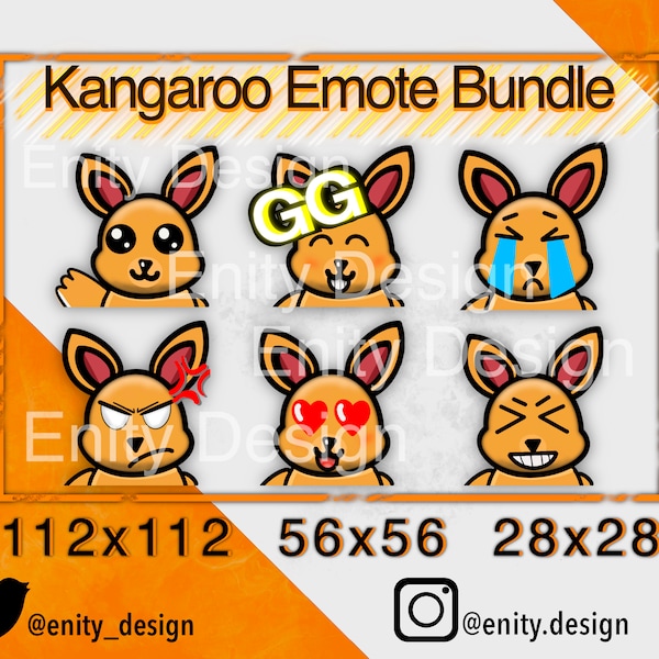 Twitch Emotes Kangaroo | Twitch Emote Pack | Australian Emote Bundle | Kawaii Emote | Discord Emote | Cute Emote Bundle | Instant download