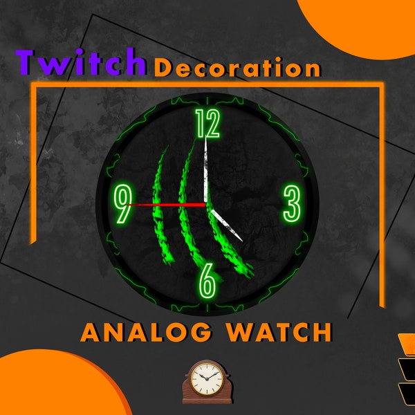 Twitch Decoration Monster Watch | Analog Watch | Html Analog Watch | Twitch Overlay Monster | Twitch Decoration Monster | Instant Download