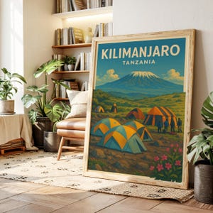 Kilimanjaro Camping Art Print: African Mountain Landscape