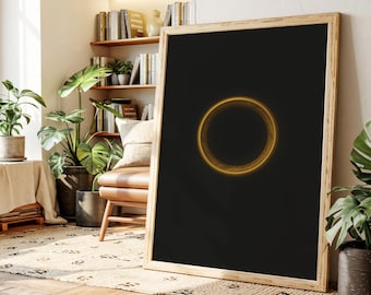 Goldener Ring Fantasy Kunstdruck – Minimalistische Elfen Illustration | Literarisches Fantasy Wandbild