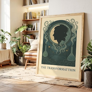 Lámina artística del Dr. Jekyll y Mr. Hyde: Silueta gótica para Dark Academia