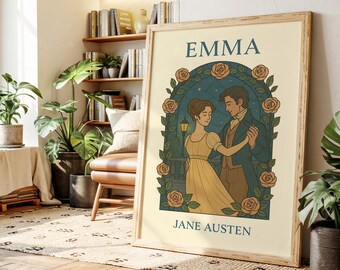 Emma Jane Austen Art Print | Regency Romance Bookish Wall Art | Literary Classic Poster