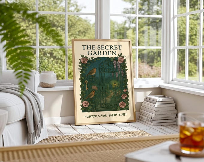 The Secret Garden Print | Vintage Storybook Poster | Literary Wall Art