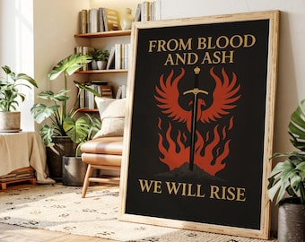 Crimson Phoenix Art Print: Fiery Sword Fantasy Wall Decor