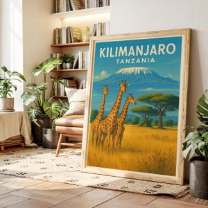 Kilimanjaro Giraffe Art Print: African Safari Landscape
