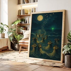 Great Gatsby Book Inspired Art Print – Moonlit Ocean Dance Illustration