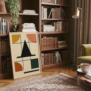 Halloween-heksenhoedprint – geometrische muurkunst, modern gotisch heksendecor