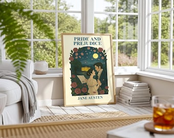 Pride and Prejudice Jane Austen Art Print | Regency Romance Wall Art | Classic Literature Poster