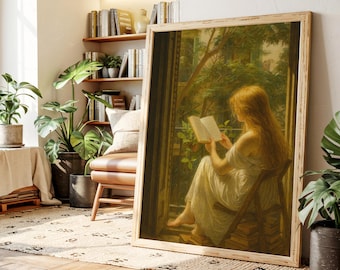 Renaissance Reading Art Print: Bookish Window, Literary Home Decor
