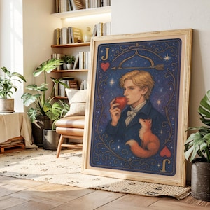 Wydruk artystyczny inspirowany książką Jack of Hearts | Projekt postaci fantasy z Apple & Fox | Romantyczny wystrój
