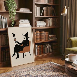 Minimalistische kunst aan de muur heks – Modern halloween-heksdecor, thuisposter Gothic Witchcore