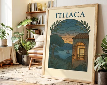Ithaca-kunstafdruk: Homer's Odyssey, decor Griekse mythologie kust