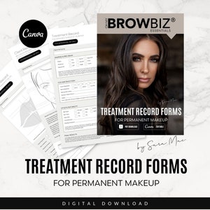 OHMYBROW BIZ Treatment Record Forms Canva Editable For Permanent Makeup Artists Lip Blush, Microblading & Ombre Powder Brow PMU Procedures