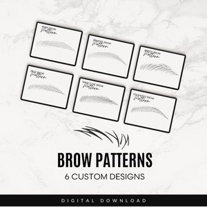 OHMYBROW BIZ® Modelo de padrão de sobrancelha para microblading e traçado de cabelo à máquina e etapas para maquiadores permanentes aprenderem 6 padrões de sobrancelha