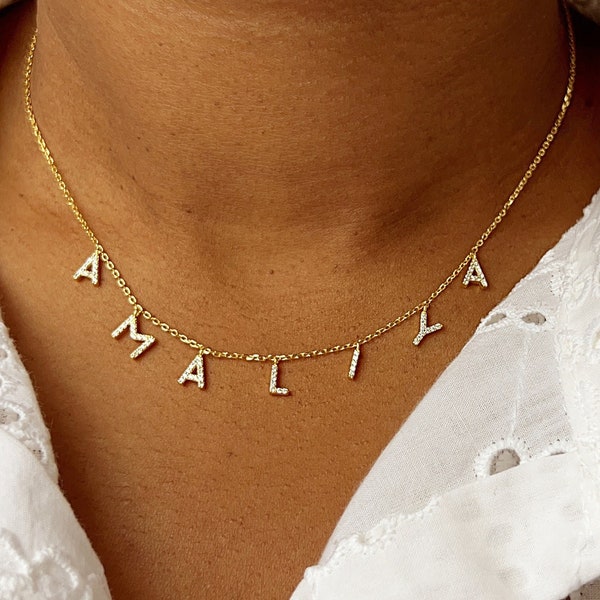 Collar personalizado • collar de palabras nombre de pila oro quirúrgico acero inoxidable joyería hipoalergénica resistente al agua para ofrecer para ella
