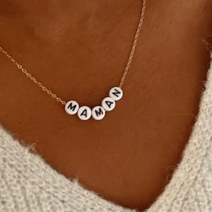 Collar personalizado • collar de cuentas letras nombre palabra oro quirúrgico acero inoxidable hipoalergénico resistente al agua para ofrecer